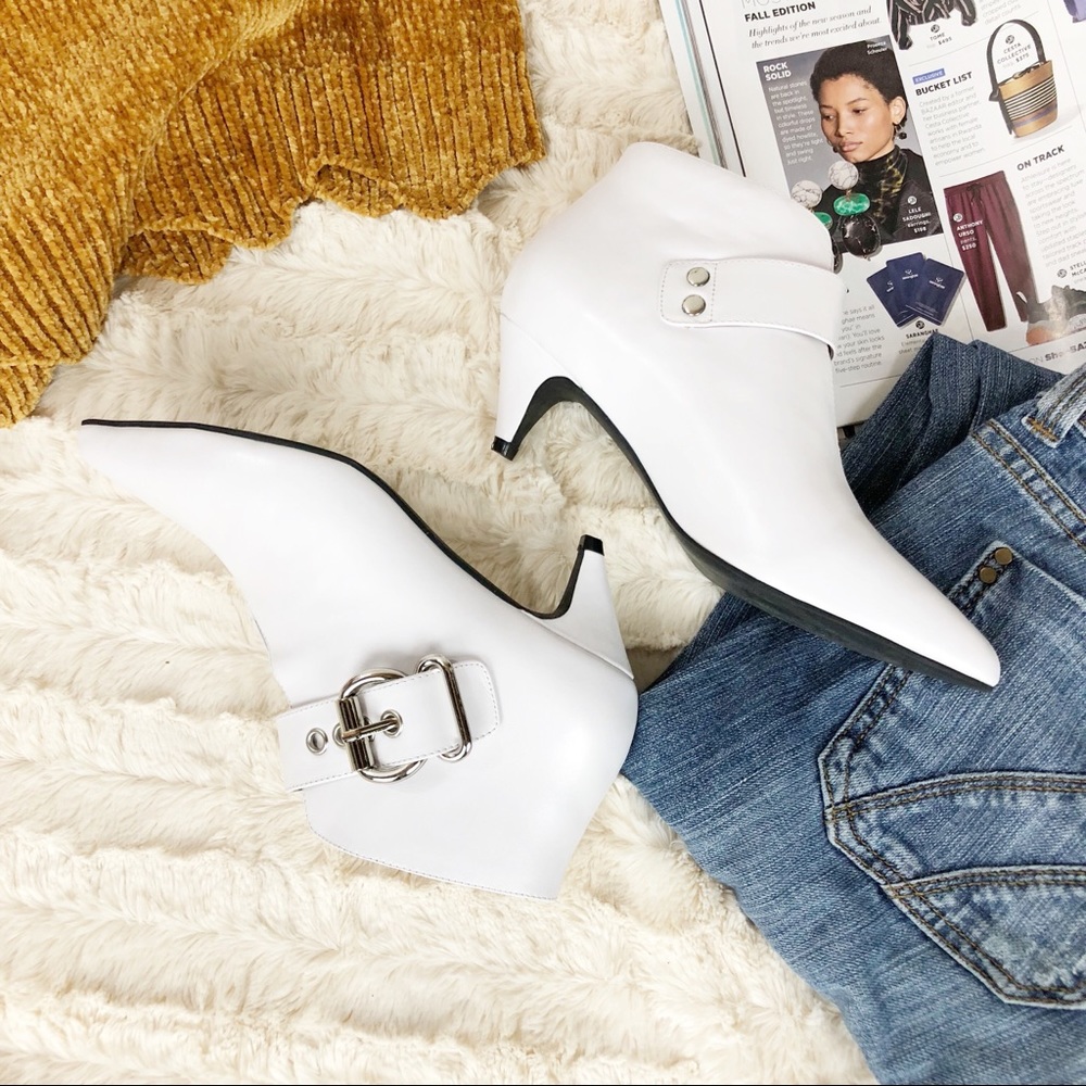 JEFFREY CAMPBELL XTINA WHITE ANKLE BOOTIES
